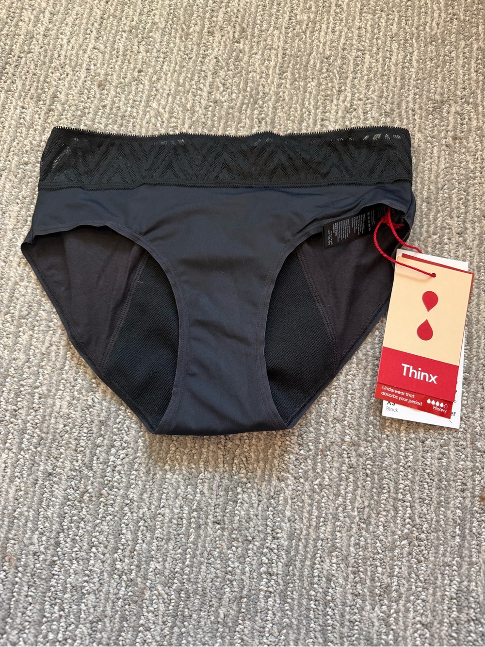 Thinx Hiphugger Period Underwear Heavy Absorbency Black XS NWT Leakproof
